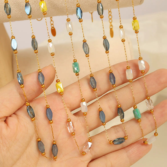 Wholesale Jewelry 316L Stainless Steel O Chain Electroplated Sweet Cool Geometric Style Women's Necklace And Bracelet Accessories