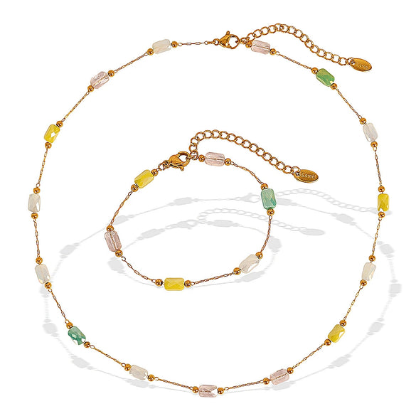 Wholesale Jewelry 316L Stainless Steel O Chain Electroplated Sweet Cool Geometric Style Women's Necklace And Bracelet Accessories