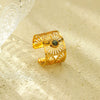 Wholesale Jewelry Titanium Steel Open Ring Inlaid With Natural Stone 18K Gold Plated Electroplated Geometric Women's