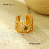 Wholesale Jewelry Titanium Steel Open Ring Inlaid With Natural Stone 18K Gold Plated Electroplated Geometric Women's