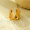 Wholesale Jewelry Titanium Steel Open Ring Inlaid With Natural Stone 18K Gold Plated Electroplated Geometric Women's