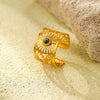 Wholesale Jewelry Titanium Steel Open Ring Inlaid With Natural Stone 18K Gold Plated Electroplated Geometric Women's