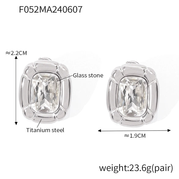 Wholesale Jewelry 316L Stainless Steel Oval Chain Style Retro Light Luxury Cold Niche Design Electroplated Earrings Bracelet Set