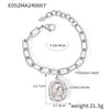 Wholesale Jewelry 316L Stainless Steel Oval Chain Style Retro Light Luxury Cold Niche Design Electroplated Earrings Bracelet Set