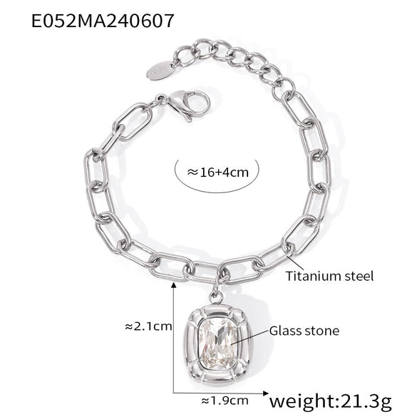 Wholesale Jewelry 316L Stainless Steel Oval Chain Style Retro Light Luxury Cold Niche Design Electroplated Earrings Bracelet Set