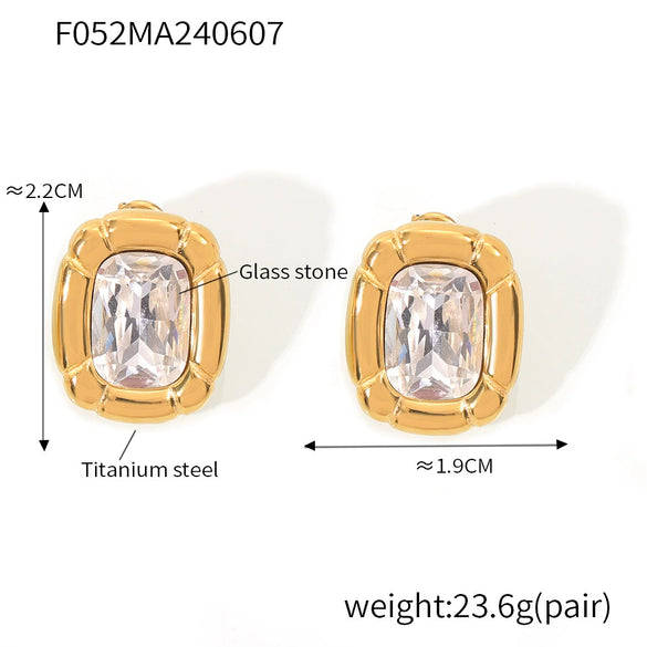 Wholesale Jewelry 316L Stainless Steel Oval Chain Style Retro Light Luxury Cold Niche Design Electroplated Earrings Bracelet Set