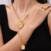 Wholesale Jewelry 316L Stainless Steel Oval Chain Style Retro Light Luxury Cold Niche Design Electroplated Earrings Bracelet Set