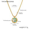 Wholesale Jewelry 316L Stainless Steel Pearl Weight Glaze Plants Flowers Pattern Electroplating Women's Court Style Necklace