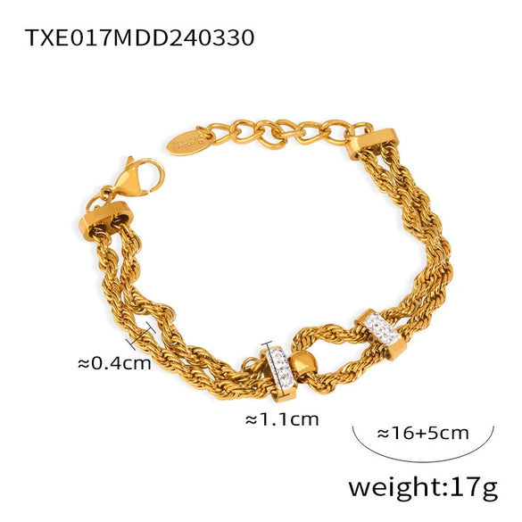 Wholesale Jewelry Titanium Steel Plant Flowers Woven Tassel Electroplating Necklace Bracelet Ring Set