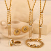 Wholesale Jewelry Titanium Steel Plant Flowers Woven Tassel Electroplating Necklace Bracelet Ring Set
