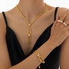 Wholesale Jewelry Titanium Steel Plant Flowers Woven Tassel Electroplating Necklace Bracelet Ring Set