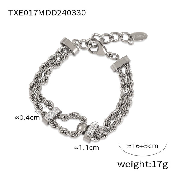 Wholesale Jewelry Titanium Steel Plant Flowers Woven Tassel Electroplating Necklace Bracelet Ring Set