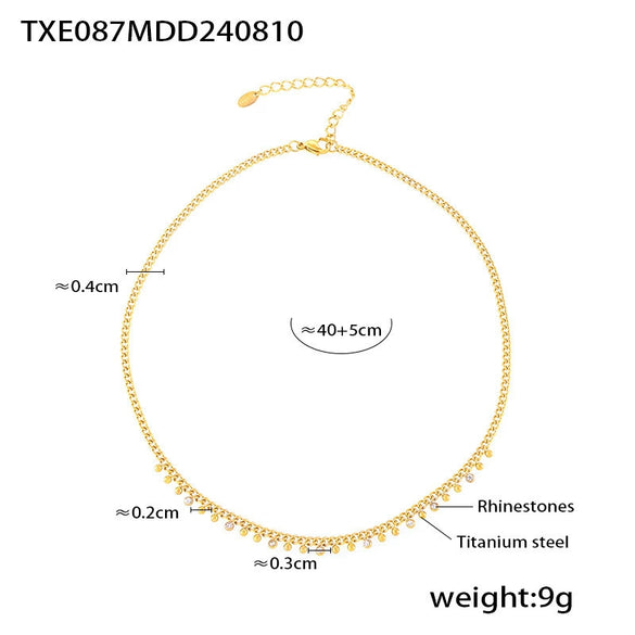 Wholesale Jewelry 316L Stainless Steel Plated 18K Gold Round Bead Spacer Diamond Tassel Necklace And Bracelet