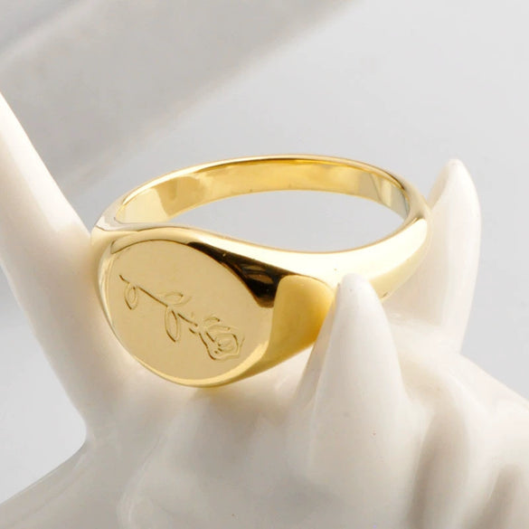 Wholesale Jewelry Titanium Steel Printed Ring With Letters Numbers Text Cold Minimalist Style Electroplated For Women