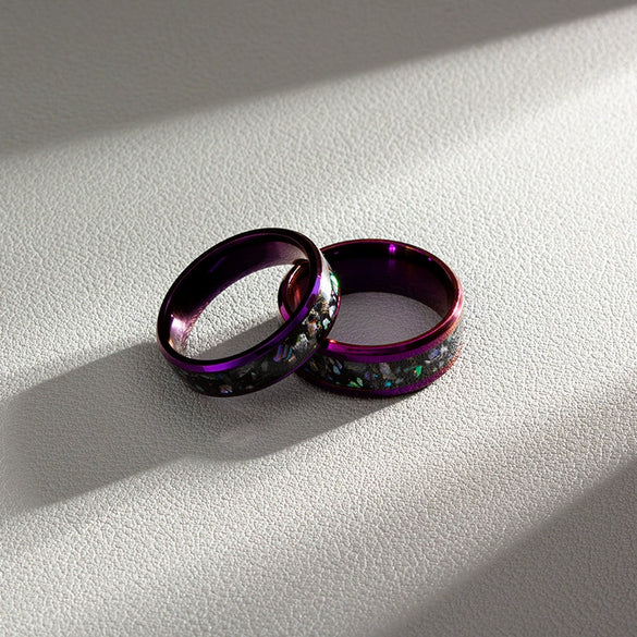 Wholesale Jewelry Titanium Steel Purple Geometric Pattern Ring And Bracelet For Couples