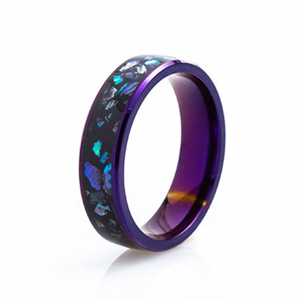Wholesale Jewelry Titanium Steel Purple Geometric Pattern Ring And Bracelet For Couples