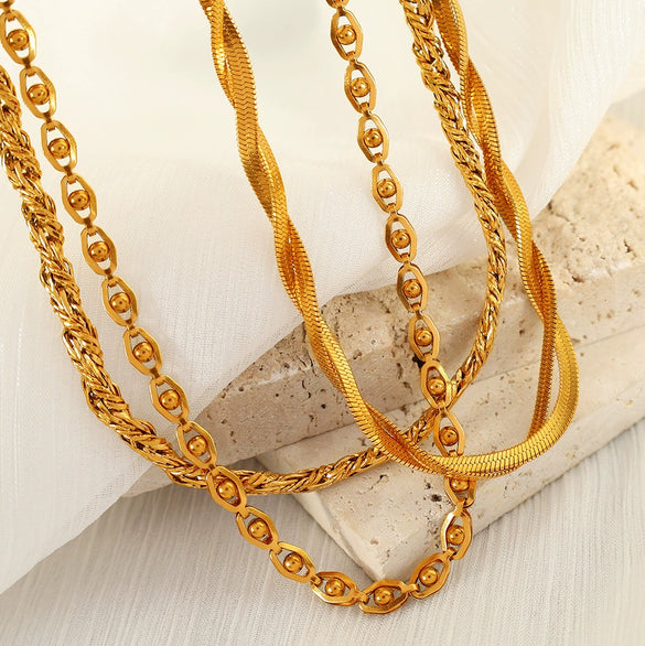 Wholesale Jewelry 316L Stainless Steel Retro Geometric Style Stars Sun And Moon Clouds Universe Pattern Electroplated Necklace Bracelet