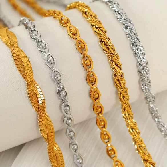 Wholesale Jewelry 316L Stainless Steel Retro Geometric Style Stars Sun And Moon Clouds Universe Pattern Electroplated Necklace Bracelet