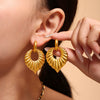 Wholesale Jewelry 316L Stainless Steel Rhinestone Roman Pattern Electroplated Necklace Earrings Suit
