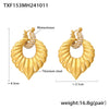 Wholesale Jewelry 316L Stainless Steel Rhinestone Roman Pattern Electroplated Necklace Earrings Suit