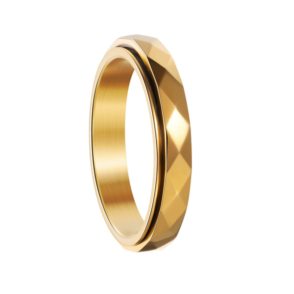Wholesale Jewelry Titanium Steel Rhombus Cutout Decompression Rotating Finger Ring Electroplated For Men And Women