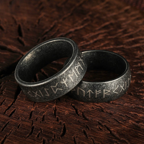 Wholesale Jewelry Titanium Steel Ring Distressed Style With Viking Loon Rune Letters Numbers Text Unisex