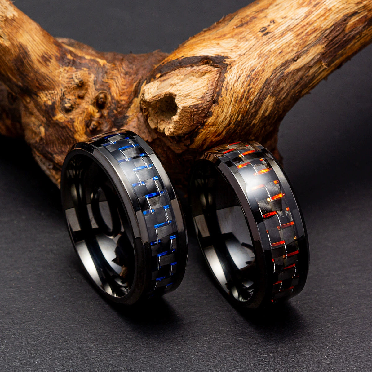 Wholesale Jewelry Titanium Steel Ring Inlaid With Carbon Fiber Unisex ...