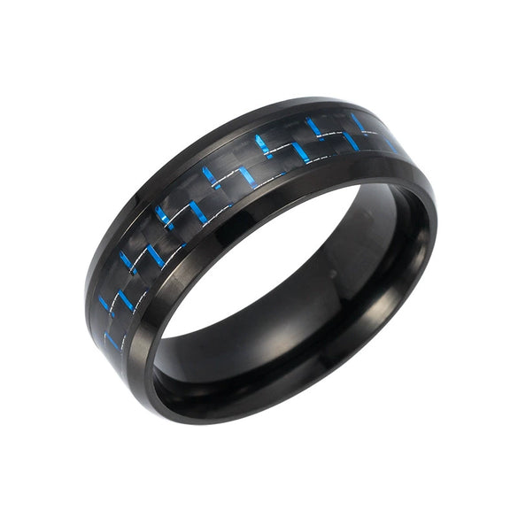 Wholesale Jewelry Titanium Steel Ring Inlaid With Carbon Fiber Unisex With Letters Numbers Text Electroplated