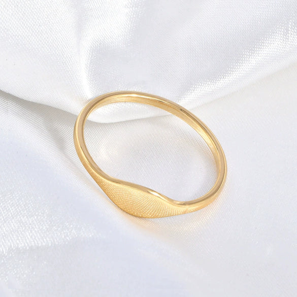 Wholesale Jewelry Titanium Steel Ring Matte Brushed Geometric Style 18K Gold Plated