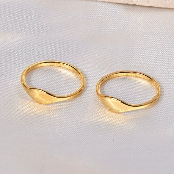 Wholesale Jewelry Titanium Steel Ring Matte Brushed Geometric Style 18K Gold Plated