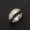 Wholesale Jewelry Titanium Steel Ring With Electrocardiogram Heartbeat Pattern And Dripping Oil Treatment Unisex Inlaid Carbon Fiber With Letters Numbers Text
