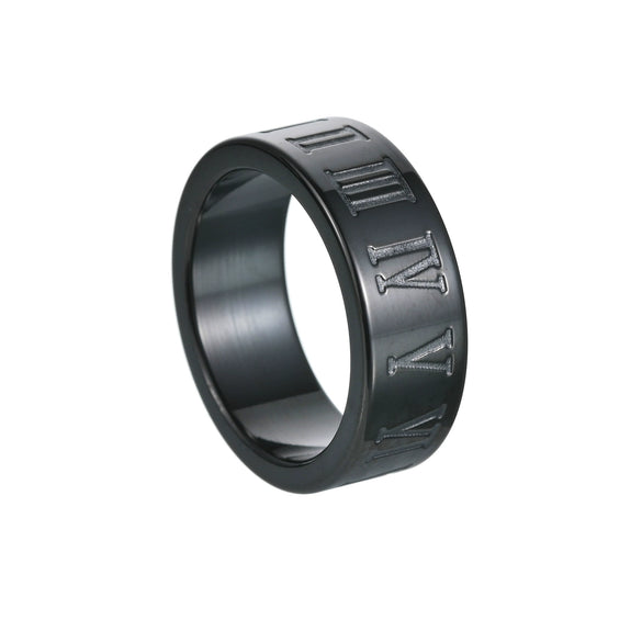 Wholesale Jewelry Titanium Steel Ring With Letters Numbers Text Pattern Vacuum Plating