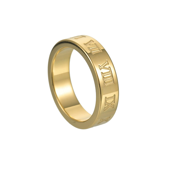 Wholesale Jewelry Titanium Steel Ring With Letters Numbers Text Pattern Vacuum Plating