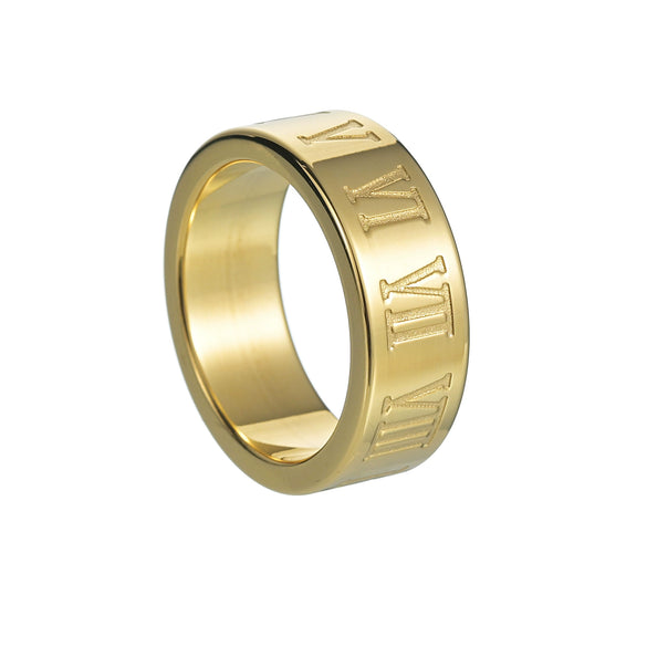 Wholesale Jewelry Titanium Steel Ring With Letters Numbers Text Pattern Vacuum Plating