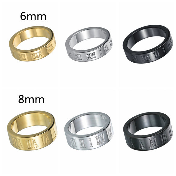 Wholesale Jewelry Titanium Steel Ring With Letters Numbers Text Pattern Vacuum Plating