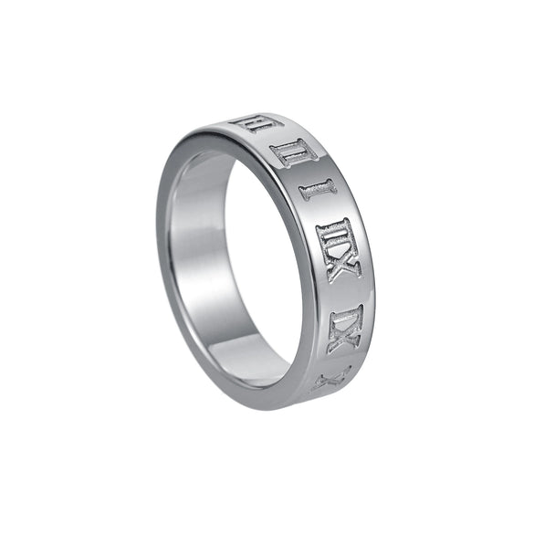 Wholesale Jewelry Titanium Steel Ring With Letters Numbers Text Pattern Vacuum Plating