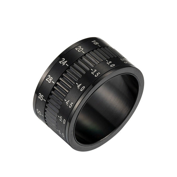Wholesale Jewelry Titanium Steel Rotatable Camera Lens Ring Geometric Electroplating Unisex