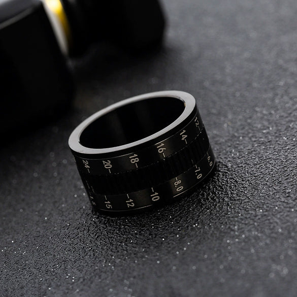 Wholesale Jewelry Titanium Steel Rotatable Camera Lens Ring Geometric Electroplating Unisex