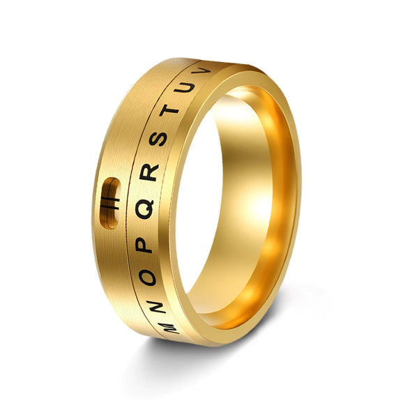 Wholesale Jewelry Titanium Steel Rotatable Letter And Number Rings Plating Oil