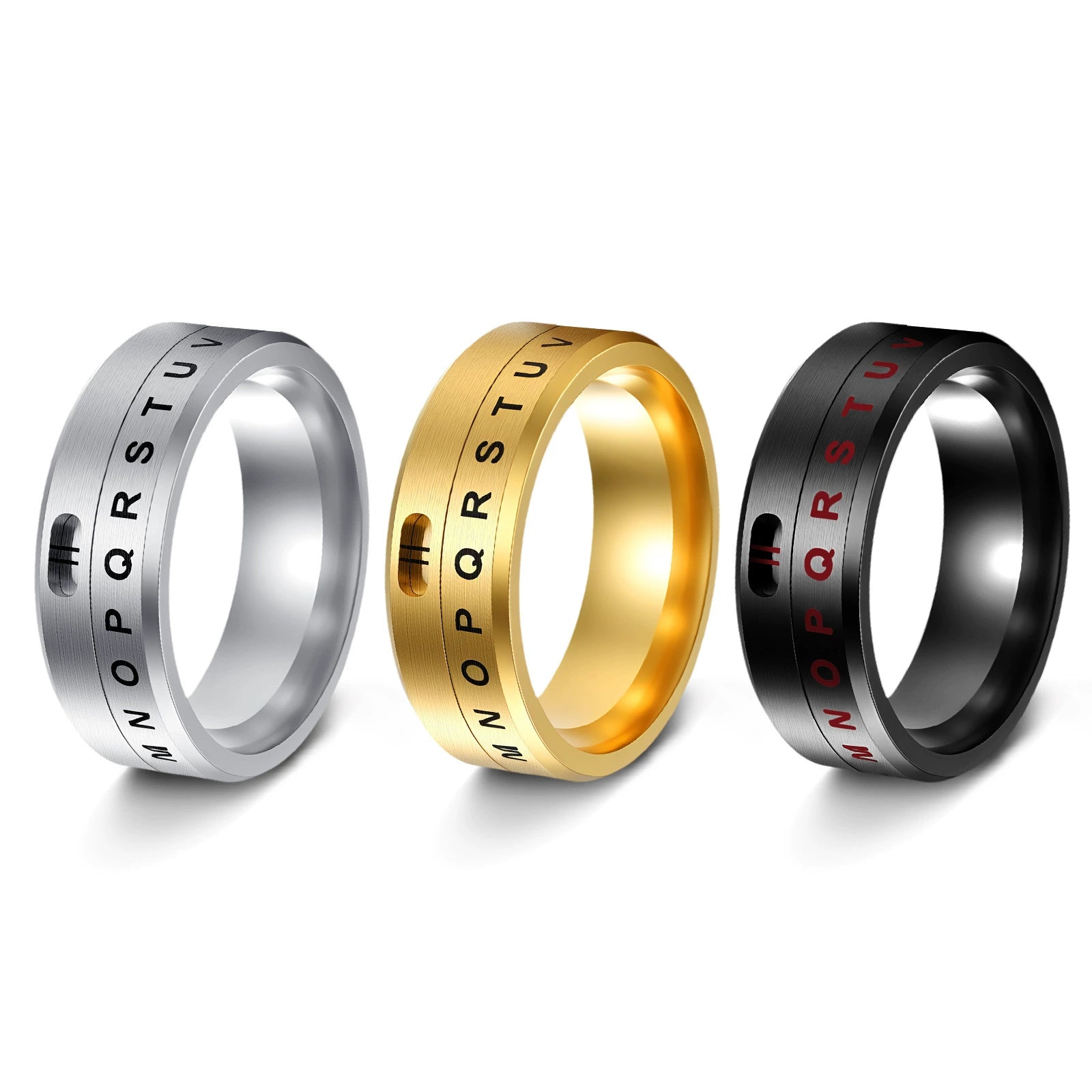 Wholesale Jewelry Titanium Steel Rotatable Letter And Number Rings Pla ...