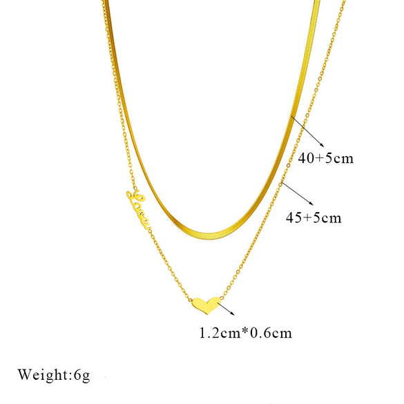 Wholesale Jewelry Titanium Steel Snake Bone Chain Heart Shape Pendant Necklace With Electroplating For Women