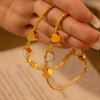 Wholesale Jewelry 316L Stainless Steel Snake Bone Chain Love Pendant Geometric Pattern Electroplated Bracelet