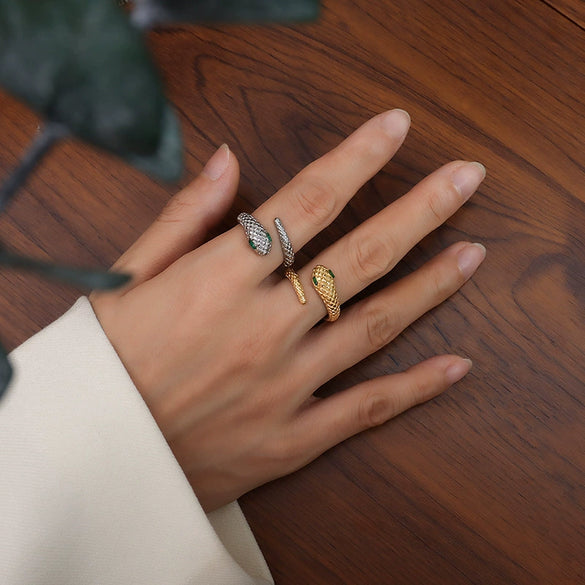 Wholesale Jewelry Titanium Steel Snakeshaped Rhombus Geometric Animals Zodiac Electroplated Ring For Women