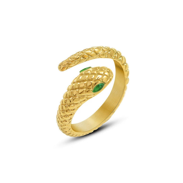 Wholesale Jewelry Titanium Steel Snakeshaped Rhombus Geometric Animals Zodiac Electroplated Ring For Women