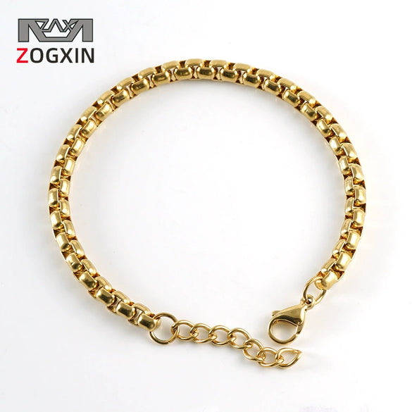 Wholesale Jewelry 316L Stainless Steel Square Geometric Electroplated Chain Bracelet For Unisex