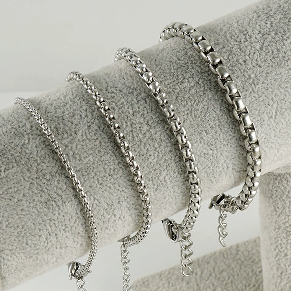 Wholesale Jewelry 316L Stainless Steel Square Geometric Electroplated Chain Bracelet For Unisex