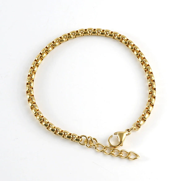 Wholesale Jewelry 316L Stainless Steel Square Geometric Electroplated Chain Bracelet For Unisex