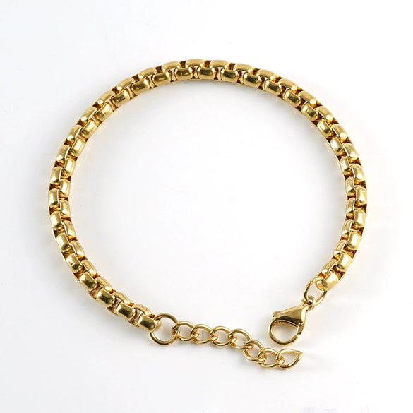 Wholesale Jewelry 316L Stainless Steel Square Geometric Electroplated Chain Bracelet For Unisex