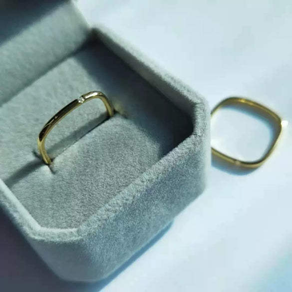 Wholesale Jewelry Titanium Steel Square Geometric Electroplated Women's Ring