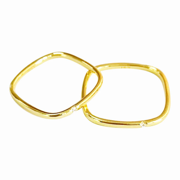 Wholesale Jewelry Titanium Steel Square Geometric Electroplated Women's Ring
